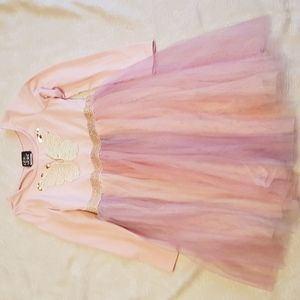Pink butterfly dress with tulle skirt